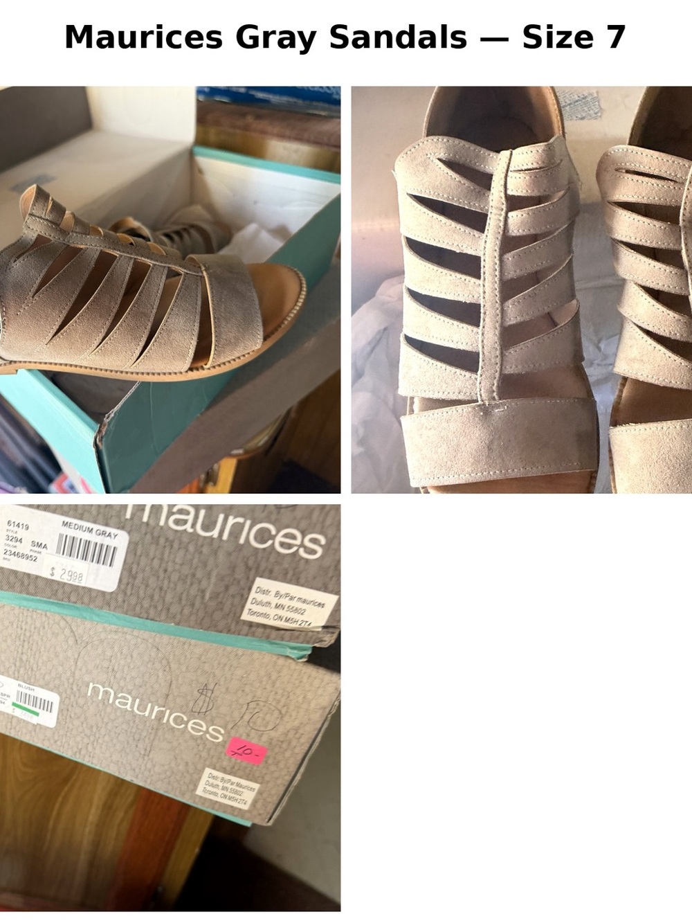 Maurices Light Gray Strappy Gladiator Sandals